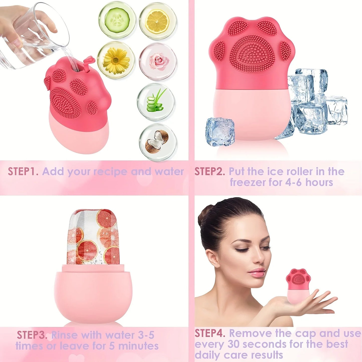 Silicone Facial Ice Roller With Cleansing Brush Set